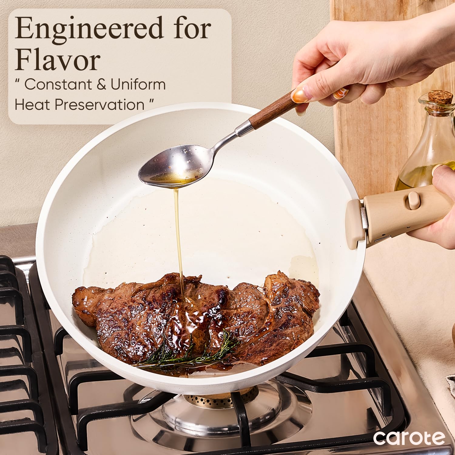 CAROTE 19pcs Pots and Pans Set Non Stick, Cookware Set Detachable Handle