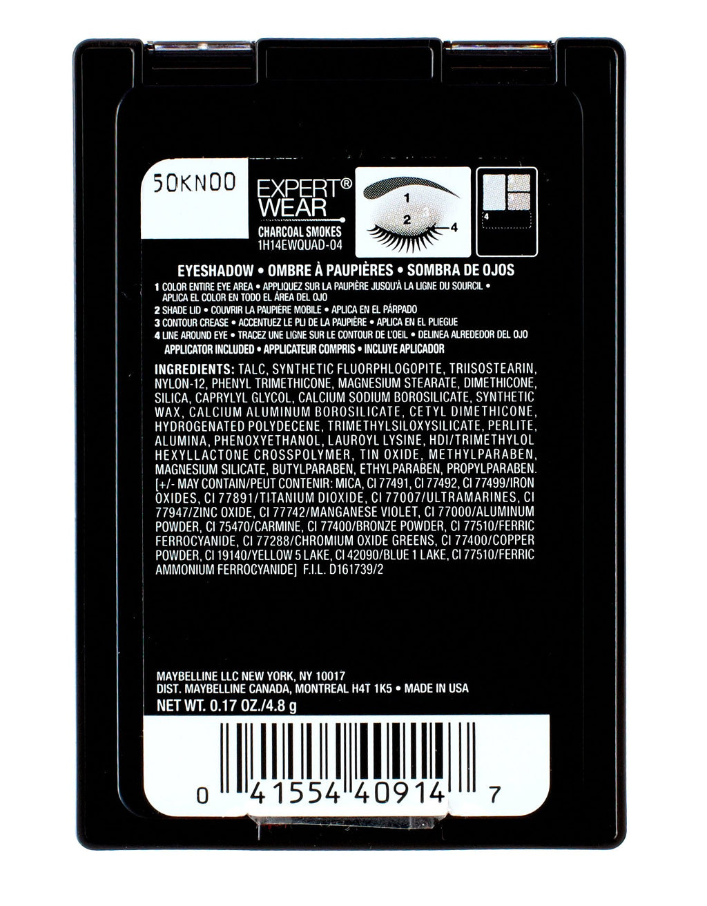 Maybelline Expert Wear Eyeshadow Quads, Charcoal Smokes, 0.17 oz.