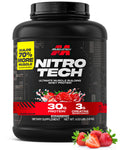 Muscletech Whey Protein Powder (Strawberry, 4 Pound) - Nitro-Tech Ultimate Muscle Building Formula with Whey Protein Isolate - 30g of Protein, 3g of Creatine & 6.8g of BCAA - Packaging May Vary