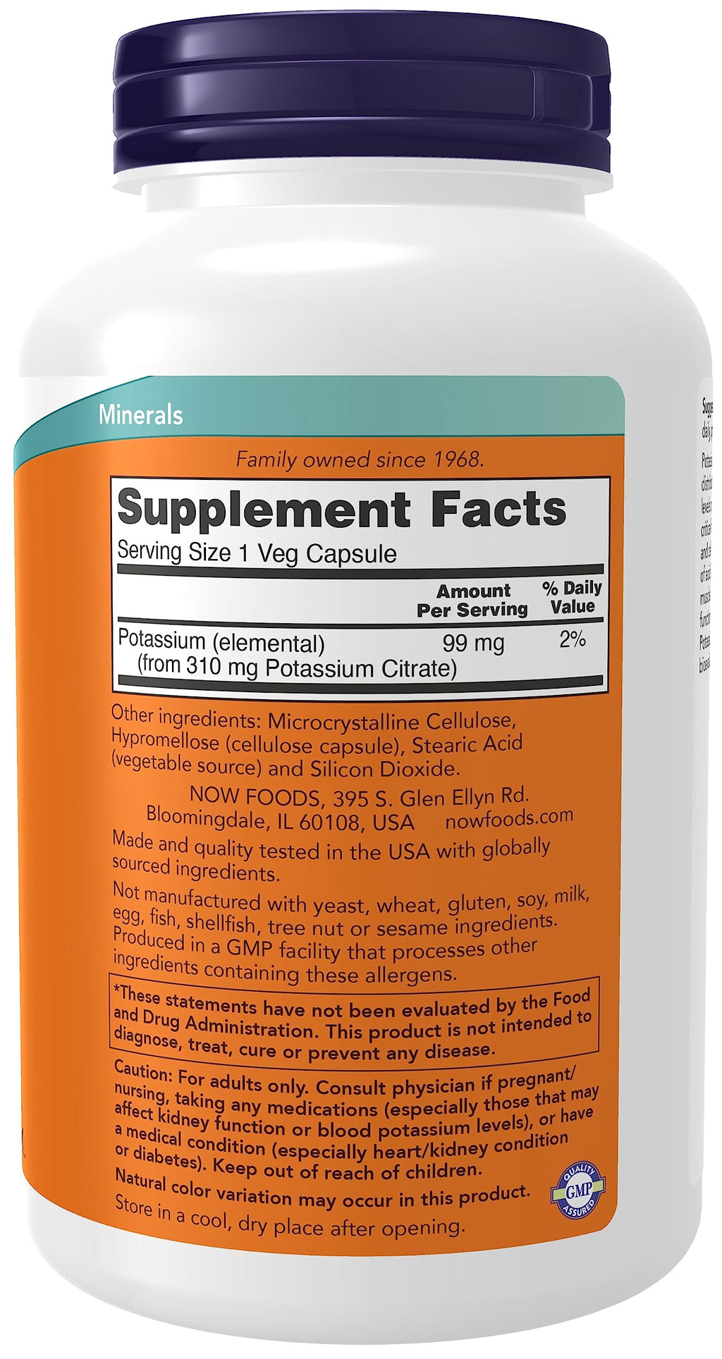 Now Foods, Potassium Citrate 99 mg, Essential Mineral, 360 Veg Capsules