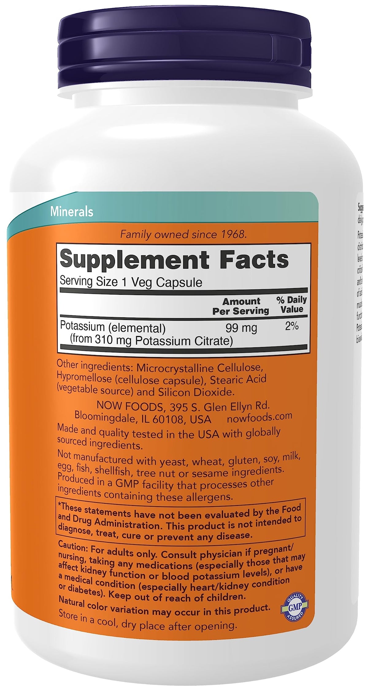 Now Foods, Potassium Citrate 99 mg, Essential Mineral, 360 Veg Capsules