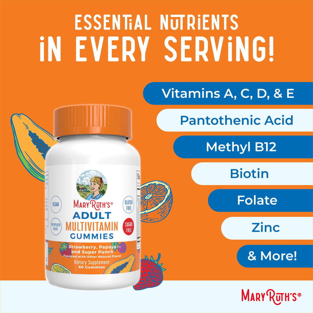MARYRUTH'S Adult Multivitamin for Women and Men, Sugar Free, 60 Count