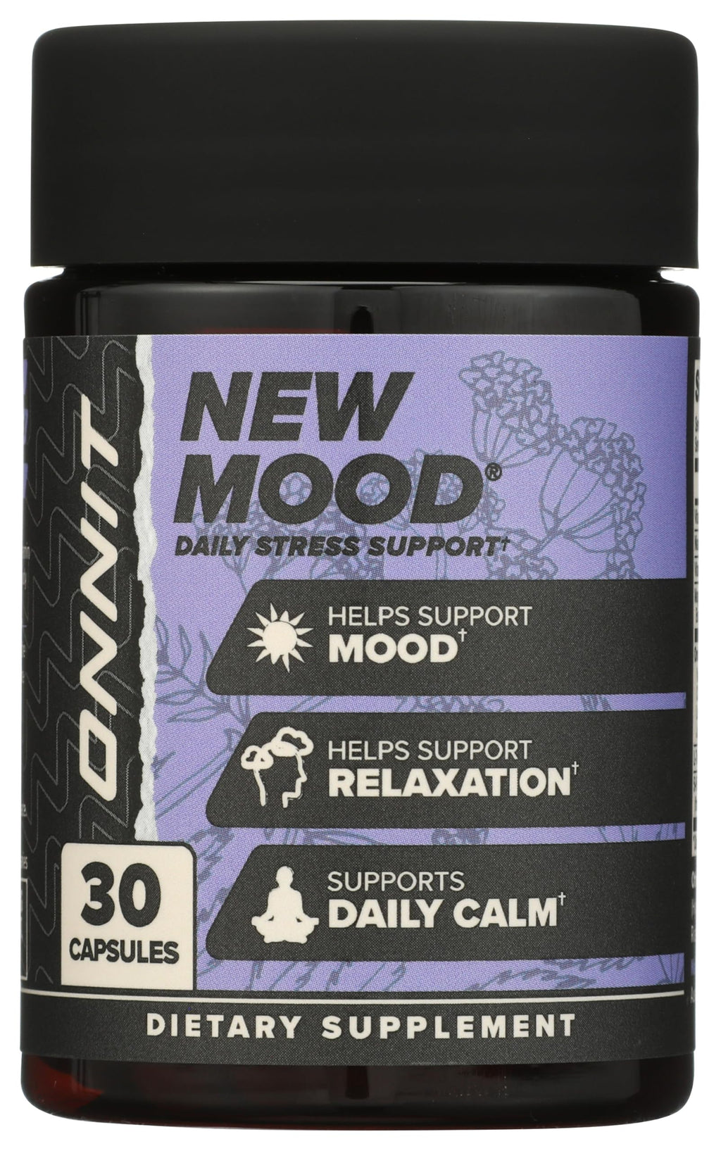ONNIT New Mood Daily Stress Support Capsules, IGEN™ Non-GMO Tested, Sleep and Mood Support Supplement for Men and Women, Daily Stress Management Capsules, 30 Count