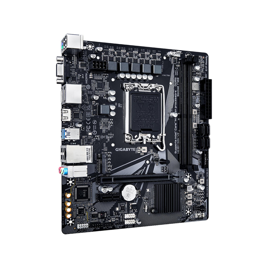 GIGABYTE H610M S2H V2 Motherboard, Supports 14th/13th/12th Gen Intel Core Processors (LGA 1700), mATX, DDR5, 1x M.2, PCIe 4.0, USB-C, HDMI, 2X DisplayPort, D-Sub, 1GbE LAN