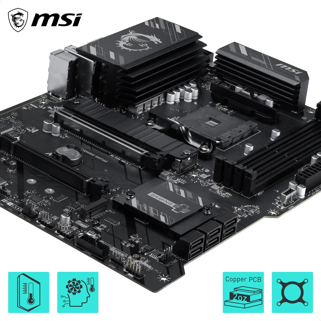 MSI B550 Gaming WIFI6E Motherboard, ATX - Supports AMD Ryzen 5000 Series, 5000 G-Series, 4000 G-Series and 3000 Series Processors, AM4 - DDR4 Memory Boost 4800+MHz/OC, PCIe 4.0 x16, M.2 Gen4, 1G LAN