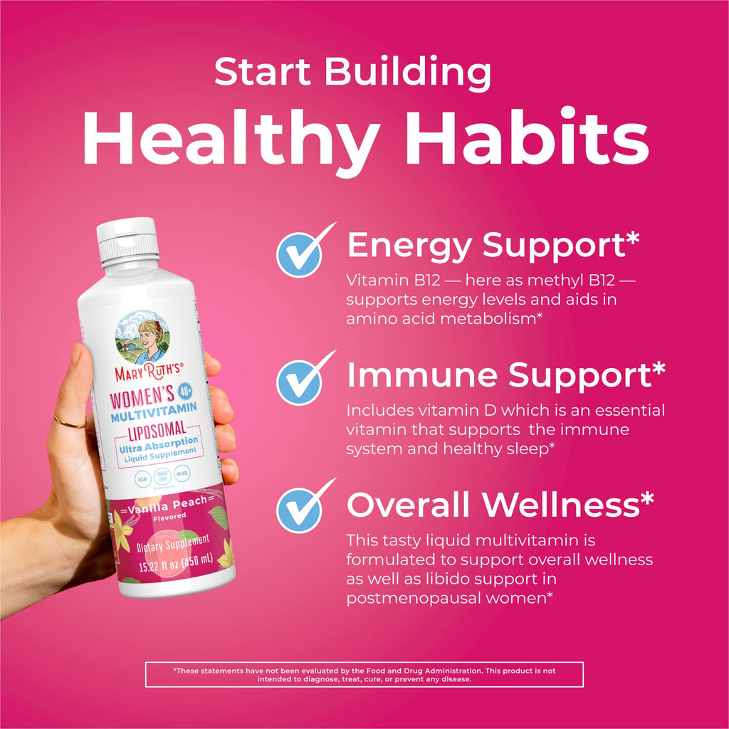 MARYRUTH'S Multivitamin Liposomal for Women 40+ | Womens Multivitamin Liposomal | Immune Support Supplement | Menopause Support| Methylated Multivitamin | Vegan | Sugar Free | Non-GMO | 15.22 Fl Oz
