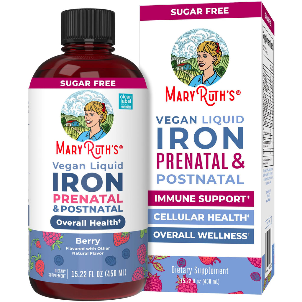MaryRuth's Prenatal & Postnatal Iron Liquid, Sugar Free, Vegan, 15.22 Fl Oz
