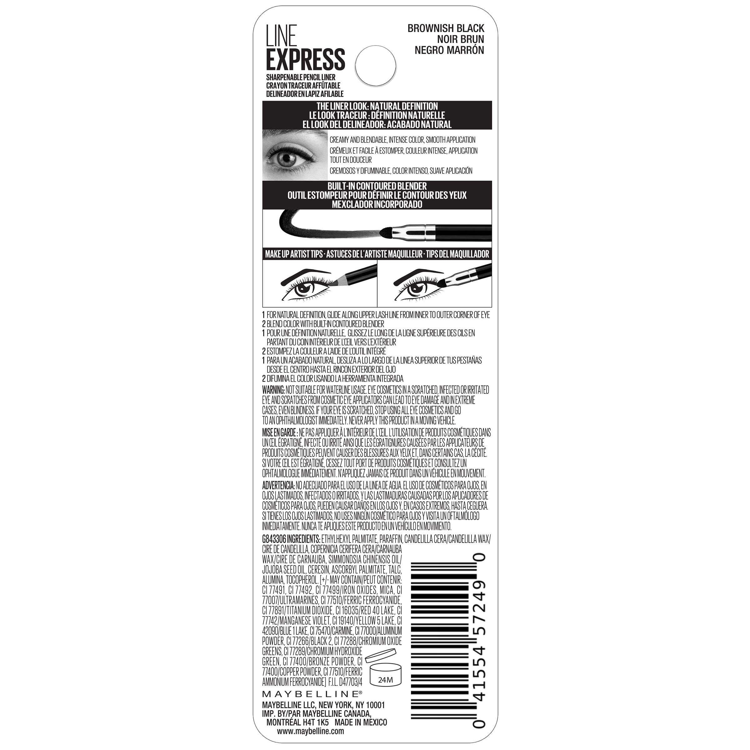 Maybelline New York Line Express Sharpenable Wood Pencil Eyeliner, Brownish Black, 1 Count