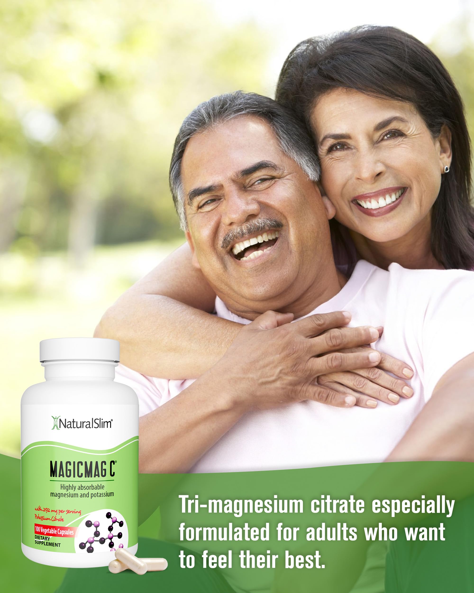 MagicMag C by NaturalSlim, Magnesium Citrate Capsules for Muscle Relaxation, Sleep Quality, Nerve Function & Electrolyte Support, Daily Magnesium Supplement for Men and Women, 100 Capsules