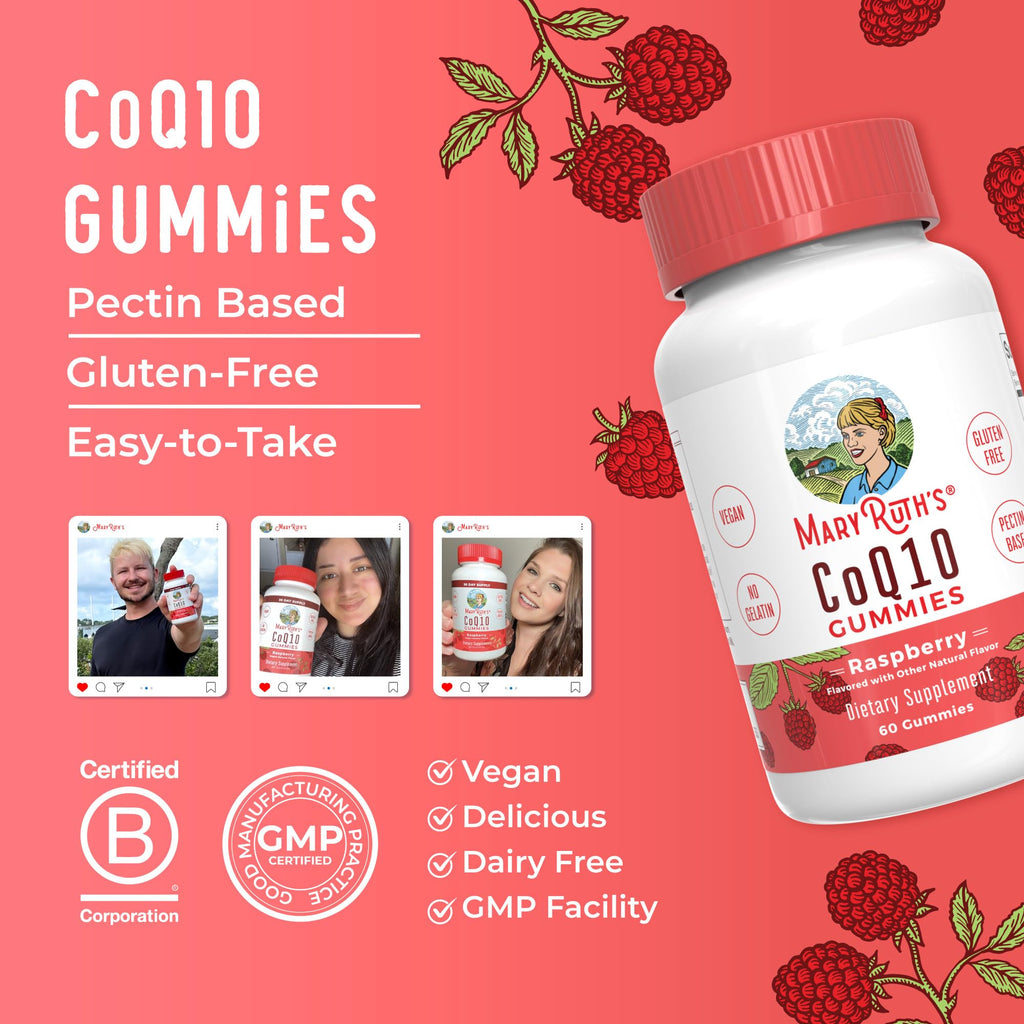 MaryRuth Organics CoQ10 Gummies | Coenzyme Q10 | Gummy Supplements for Heart Health & Cellular Health | Antioxidant | CoQ10 120 mg | Vegan | Non-GMO | Gluten Free | 60 Count | 1 Month Supply