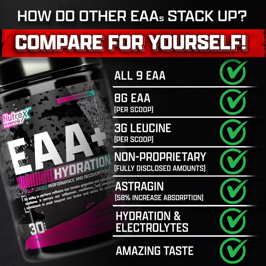 Nutrex Research EAA Hydration Strawberry Watermelon Aminos & Creatine Monohydrate Powder