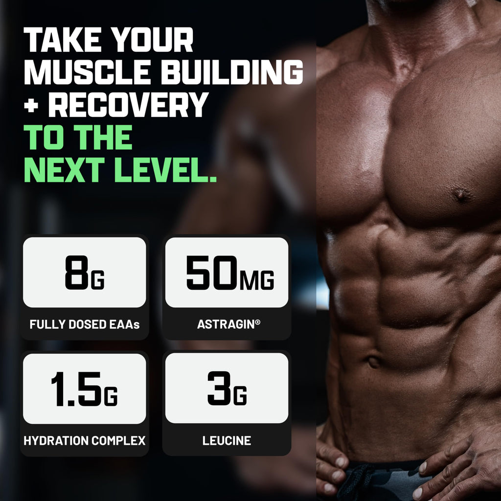 Nutrex Research EAA Hydration | EAAs + BCAAs Powder | Muscle Recovery, Strength, Muscle Building, Endurance | 8G Essential Amino Acids + Electrolytes | Apple Pear 30 Servings