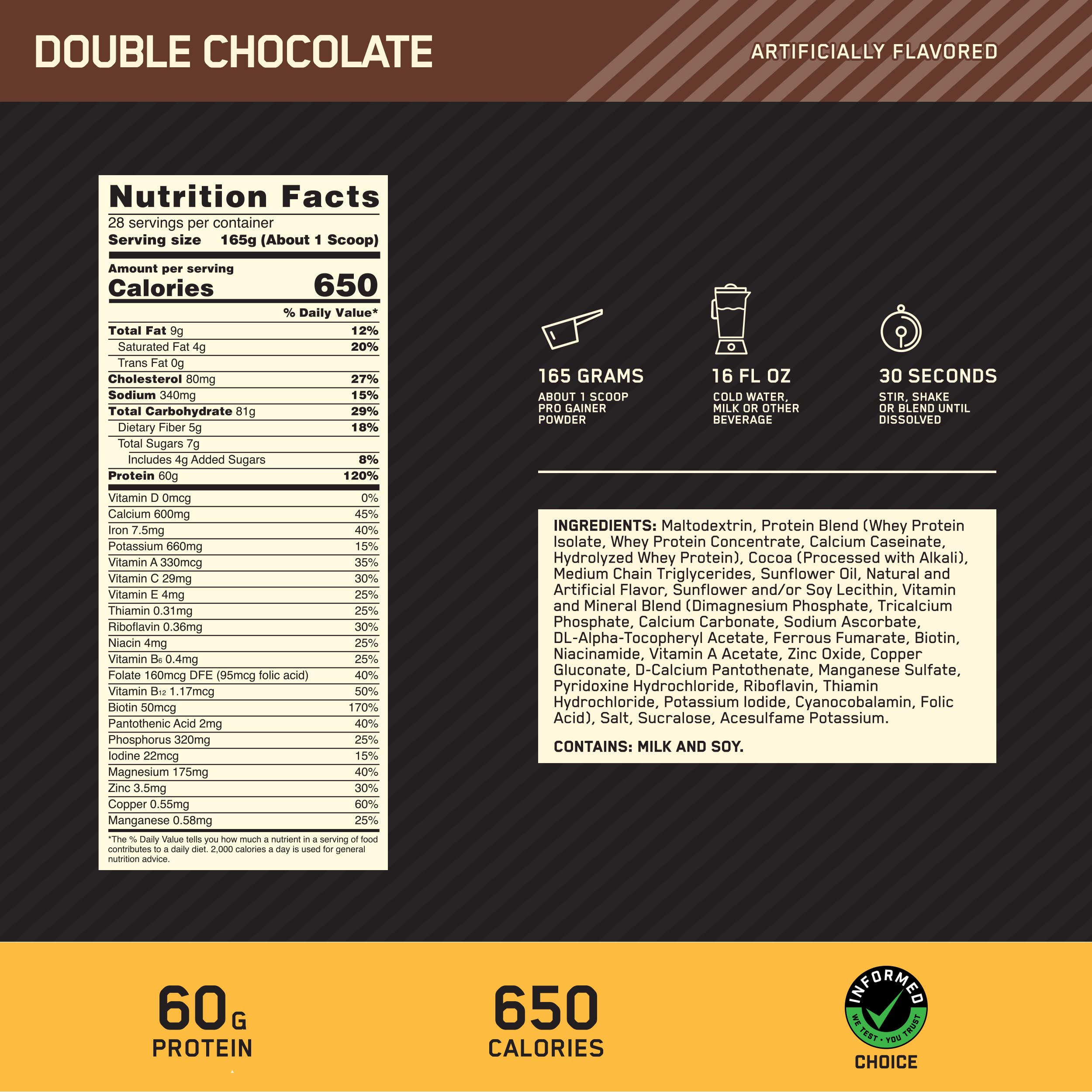 Optimum Nutrition Gold Standard Pro Gainer, Weight Gainer Protein Powder, Double Chocolate, 10.19 Pounds (Packaging May Vary) (Pack of 2)