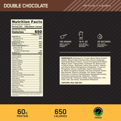 Optimum Nutrition Gold Standard Pro Gainer, Weight Gainer Protein Powder, Double Chocolate, 10.19 Pounds (Packaging May Vary) (Pack of 2)