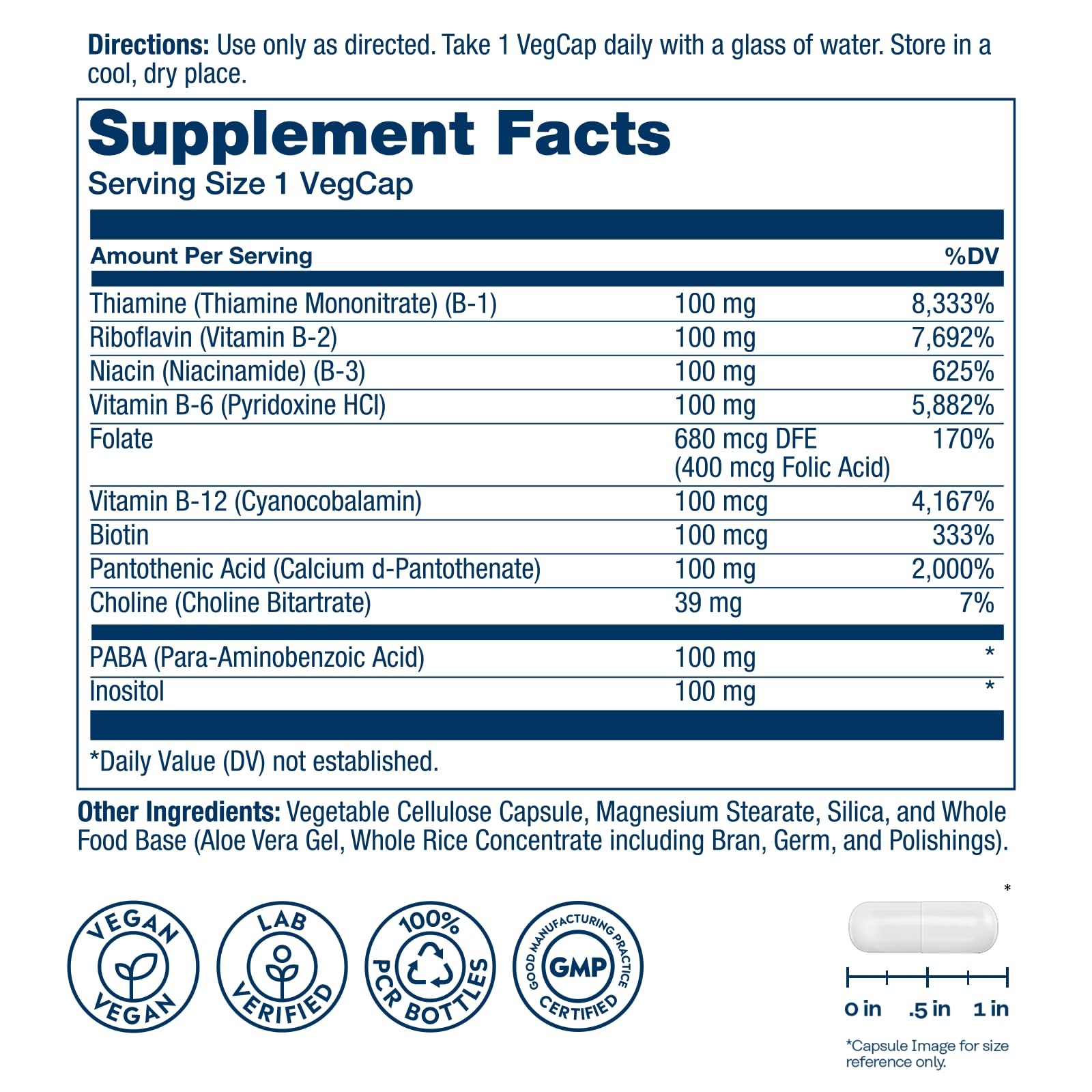 SOLARAY Vitamin B Complex 100 mg, 100 VegCaps (100 Count (Pack of 1))