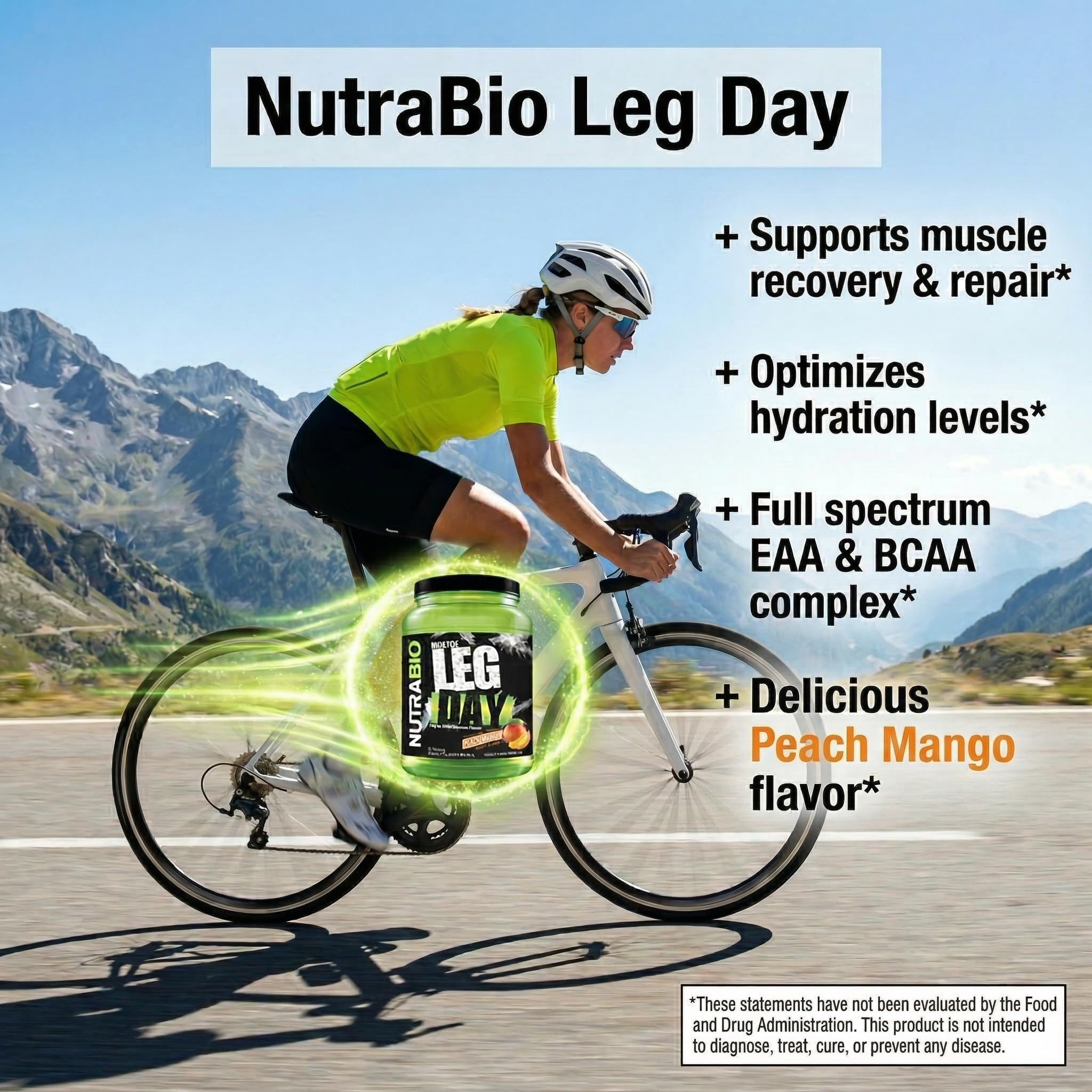 NutraBio Leg Day Intra Workout Powder - Advanced Carb Supplement with Cluster Dextrin & Electrolytes - Carb Powder with EAAs/BCAAs - Cyclic Dextrin for Performance - Peach Mango - 20 Servings
