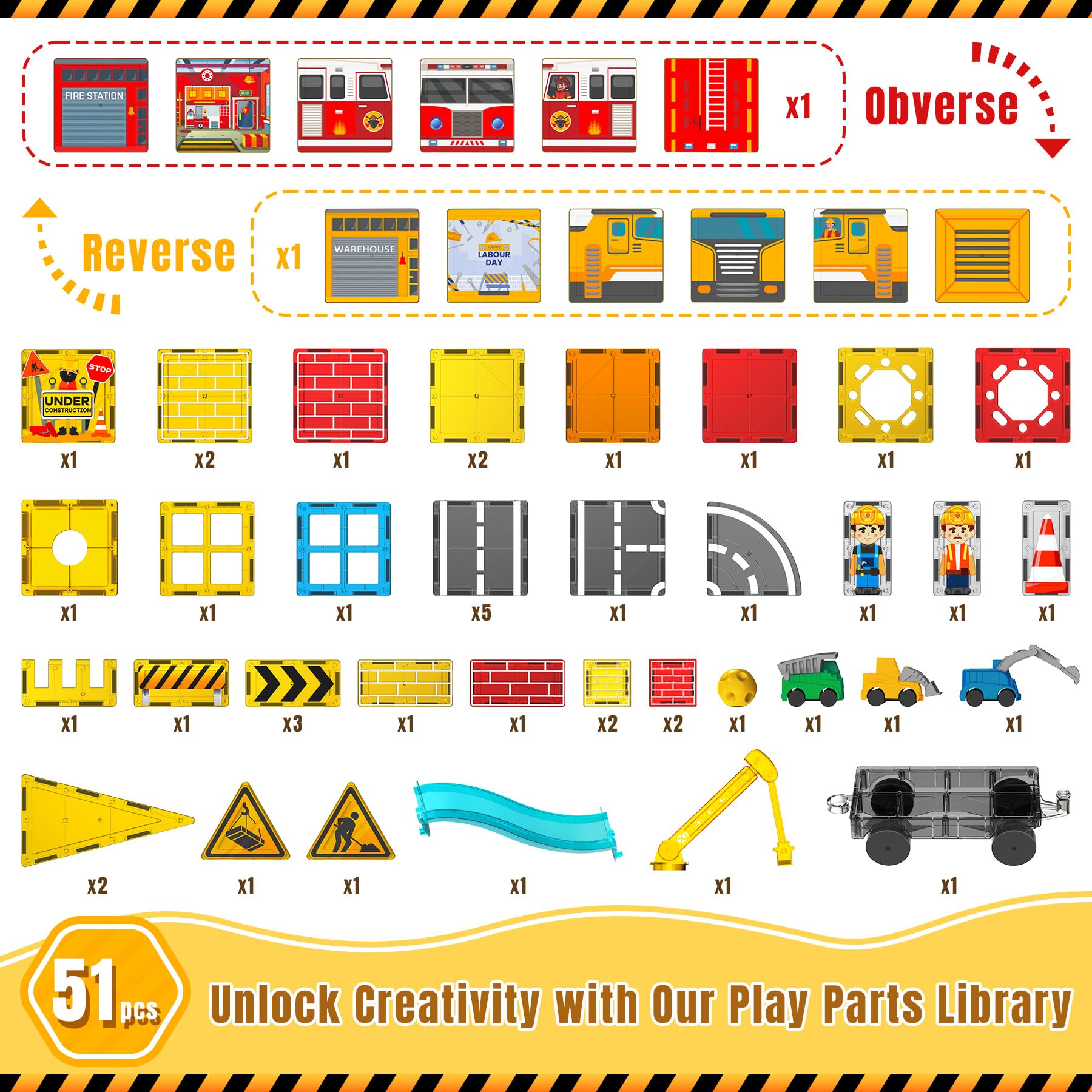 Magnetic Tiles for Kids Ages 4-8 Construction Toys with Crane Marble Run