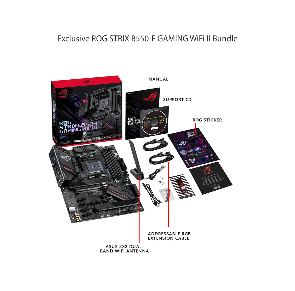 Asus ROG Strix B550-F Gaming WiFi II AMD AM4 (3rd Gen Ryzen) ATX Gaming Motherboard (PCIe 4.0,WiFi 6E, 2.5Gb LAN, BIOS Flashback, HDMI 2.1, Addressable Gen 2 RGB Header and Aura Sync)