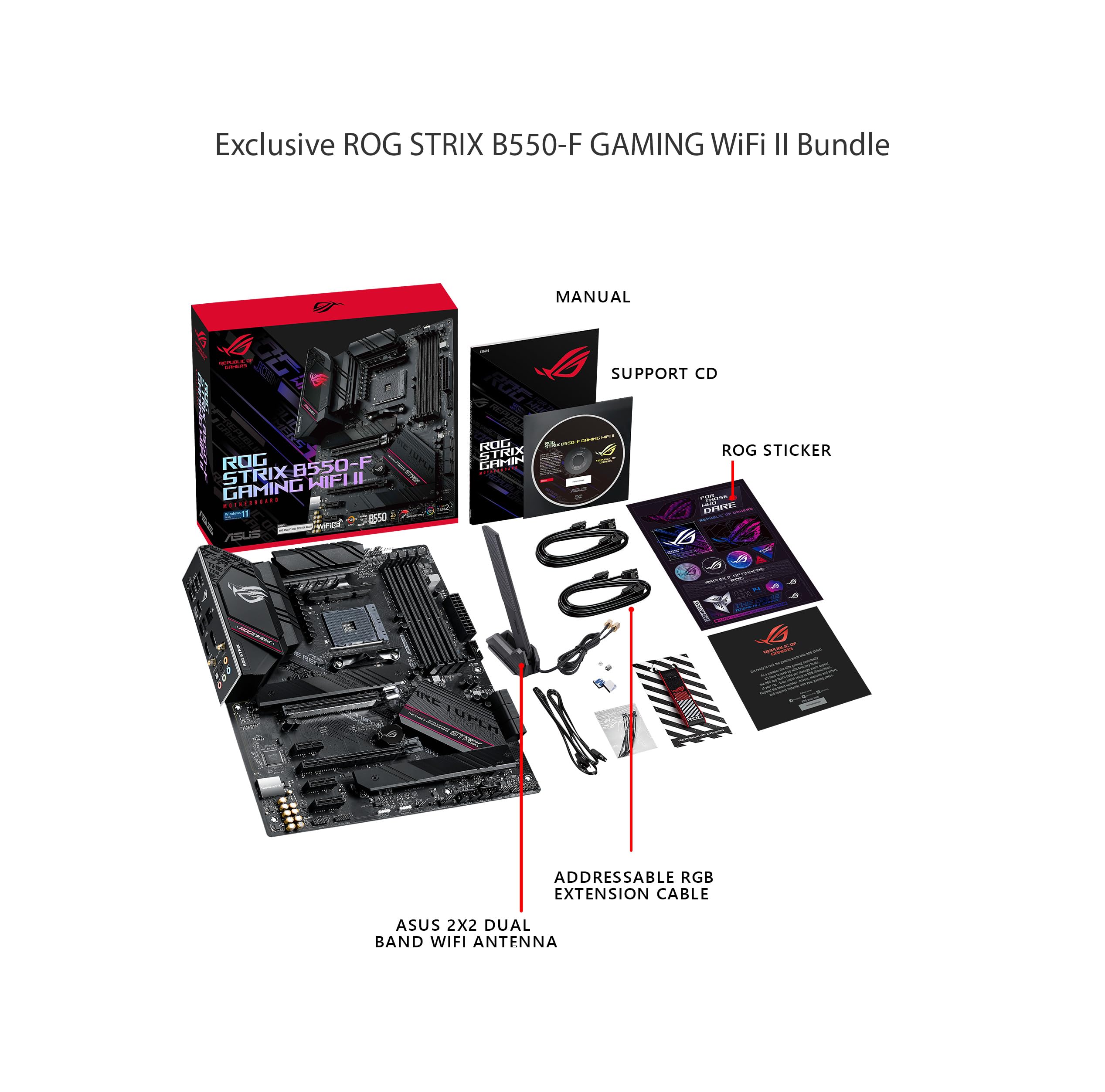 Asus ROG Strix B550-F Gaming WiFi II AMD AM4 (3rd Gen Ryzen) ATX Gaming Motherboard (PCIe 4.0,WiFi 6E, 2.5Gb LAN, BIOS Flashback, HDMI 2.1, Addressable Gen 2 RGB Header and Aura Sync)