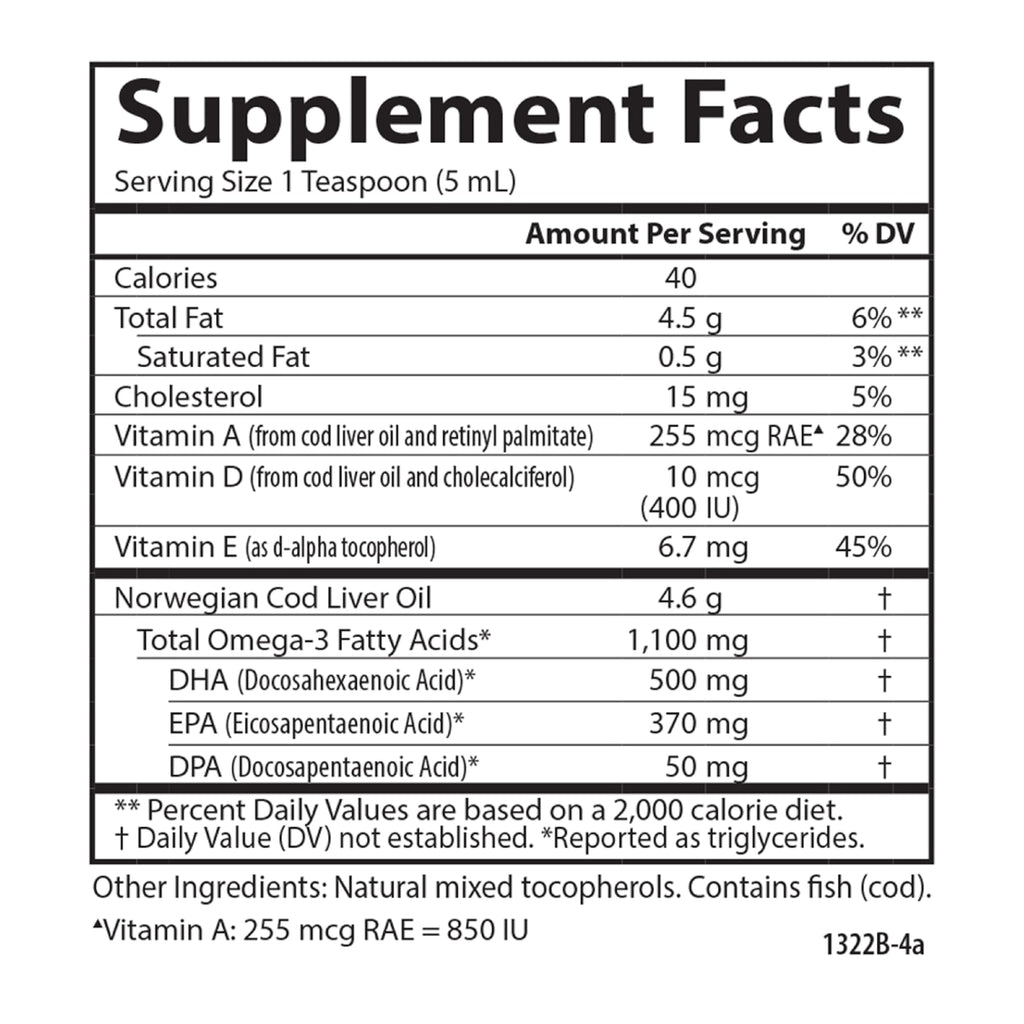 Carlson - Cod Liver Oil, 1100 mg Omega-3s, Wild-Caught Norwegian Arctic Cod-Liver Oil, Sustainably Sourced Nordic Fish Oil Liquid, Unflavored, 500 ml (16.9 Fl Oz)