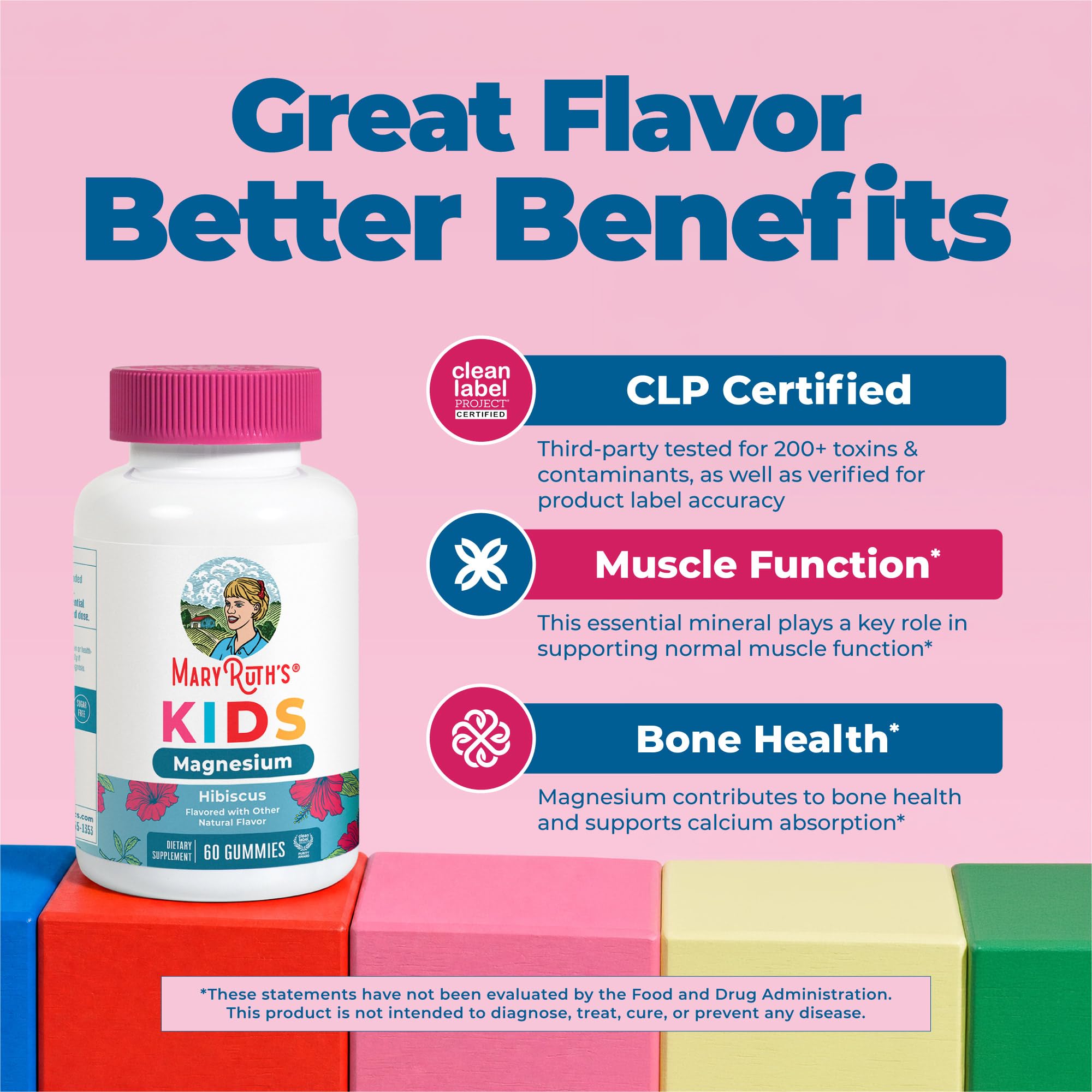 MaryRuth's Kids Magnesium Gummies, 50mg Magnesium Citrate for Kids 4+, 60ct