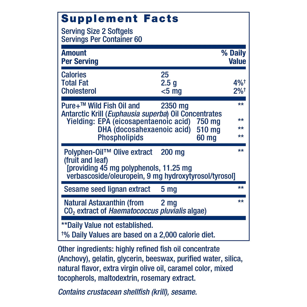Life Extension Super Omega-3 Plus EPA/DHA Fish Oil, Sesame Lignans, Olive Extract, Krill & Astaxanthin - Heart, Brain & Joint Health Support - Gluten-Free, Non-GMO - 120 Softgels,(Pack of 2)
