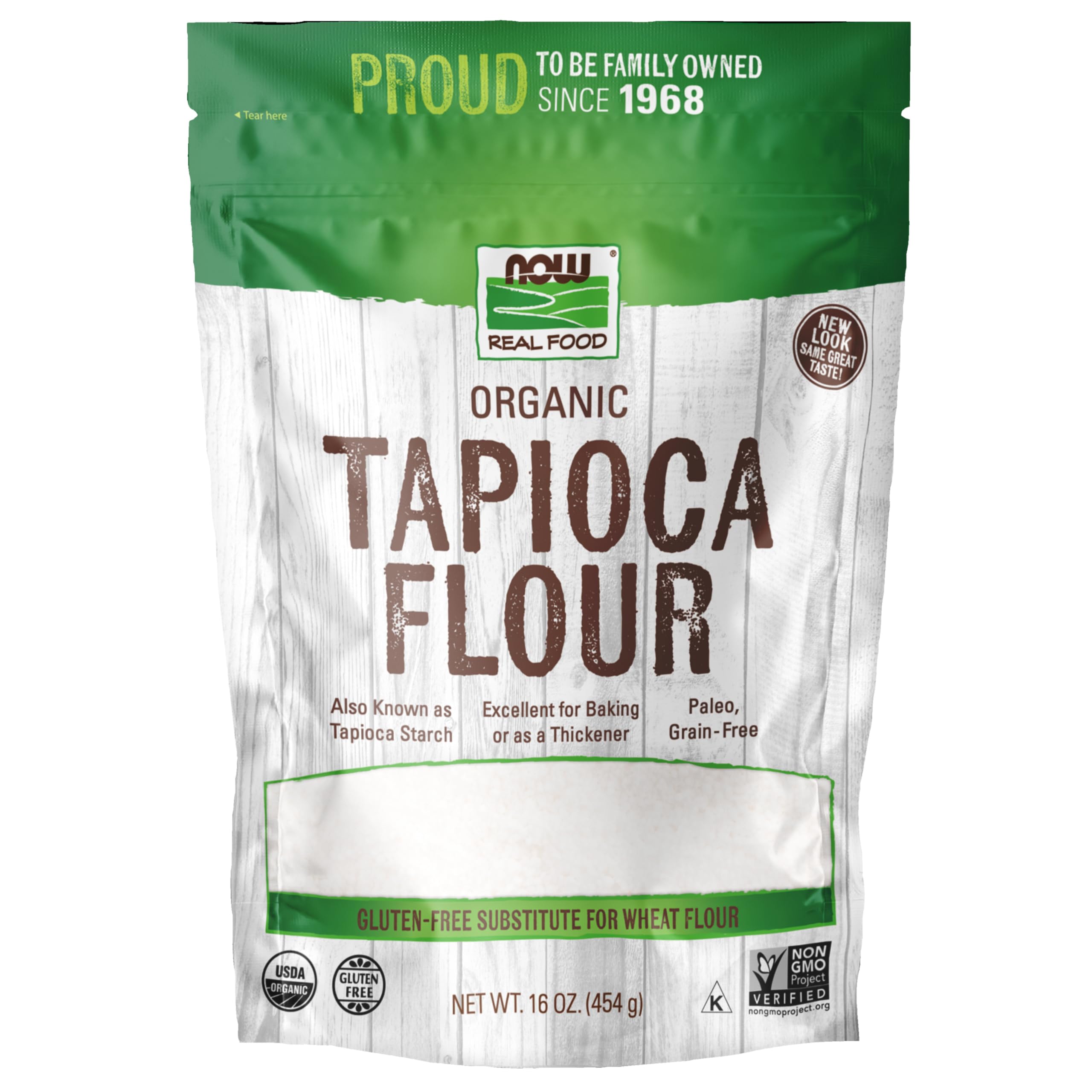 NOW Foods, Organic Tapioca Flour, Gluten-Free and Non-GMO Flour Replacement, 16-Ounce (Packaging May Vary)