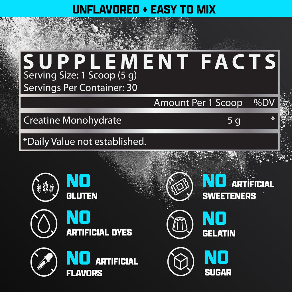 Nutrex Research Creatine Monohydrate Powder 30 Servings | Unflavored 5G Micronized Creatine Powder | Gluten Free