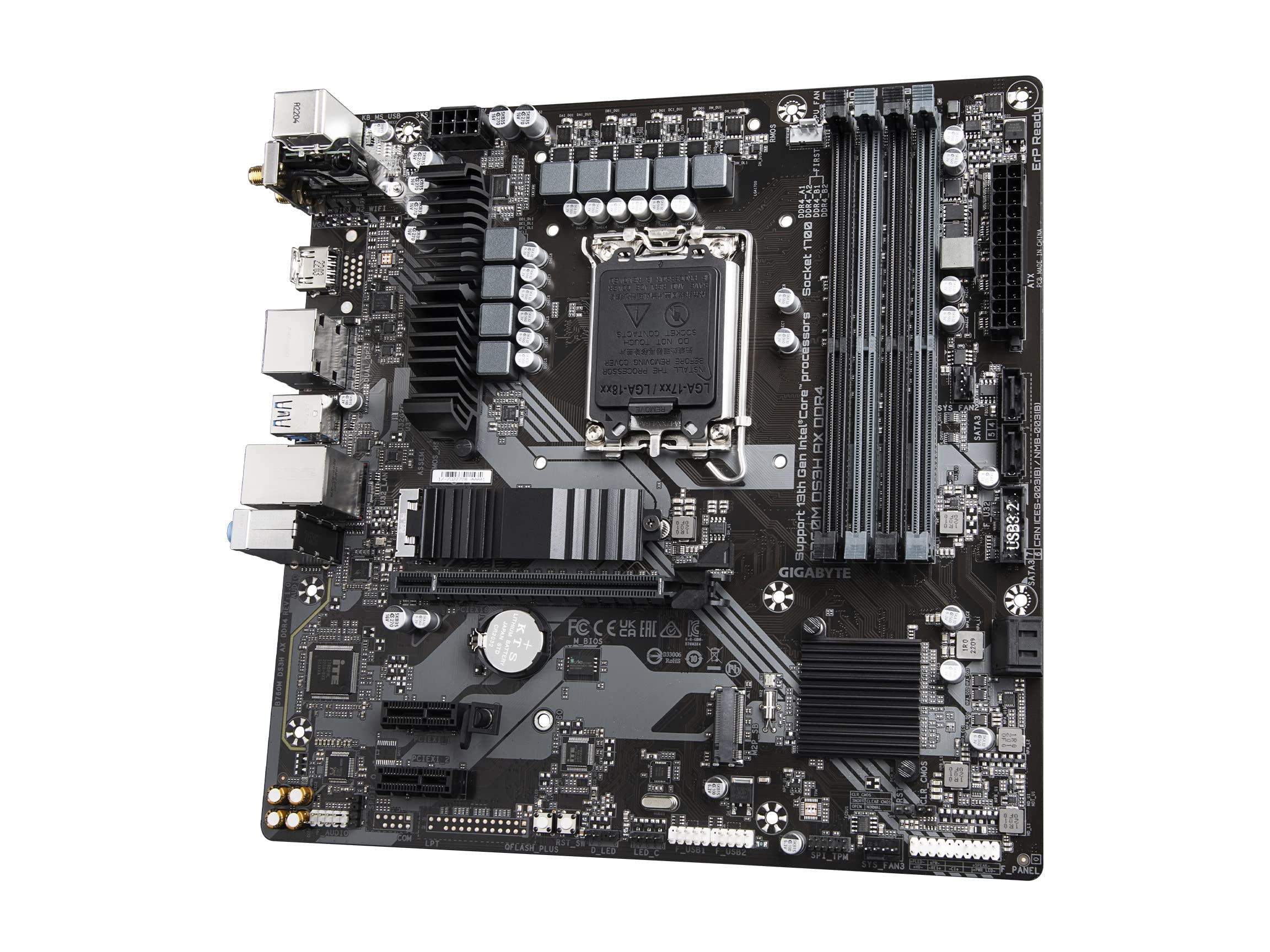 GIGABYTE B760M DS3H AX DDR4 Intel LGA 1700 mATX Motherboard, Support Intel Core 14th/13th/12th Gen, DDR4, 6+2+1 Power Phase, 2X M.2, PCIe 4.0, USB-C, WIFI6E, 2.5GbE LAN, Q-Flash Plus, PCIe EZ-Latch