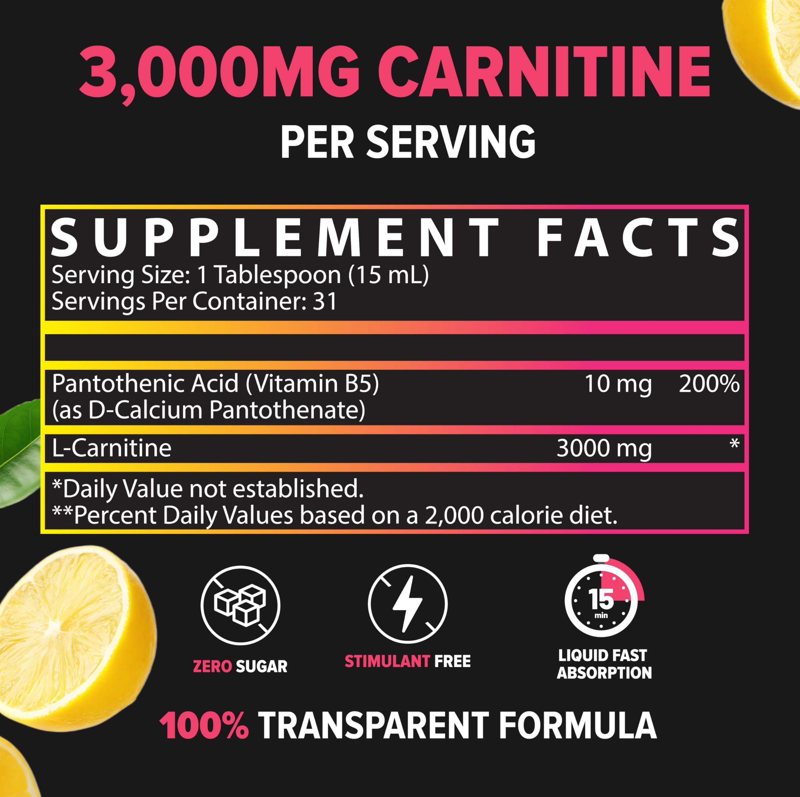 Nutrex Research L Carnitine 3000 - Clinically Dosed L-Carnitine Liquid for Energy, Metabolism & Muscle Recovery - No Sugar, No Carbs, No Stimulants - 31 Servings (Pink Lemonade, 31 Servings)
