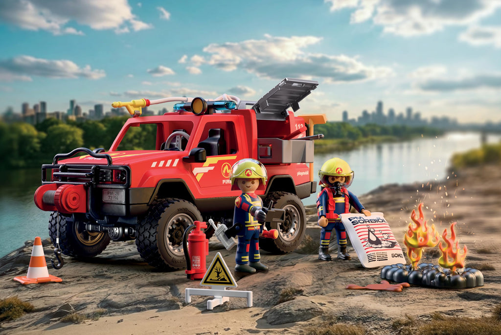 Playmobil | City Action | Fire Pickup Truck | Off‑Road Emergency Vehicle with Real Water Spray Function, Winch & Plenty of Accessories | for Children Aged 4+ | 72194