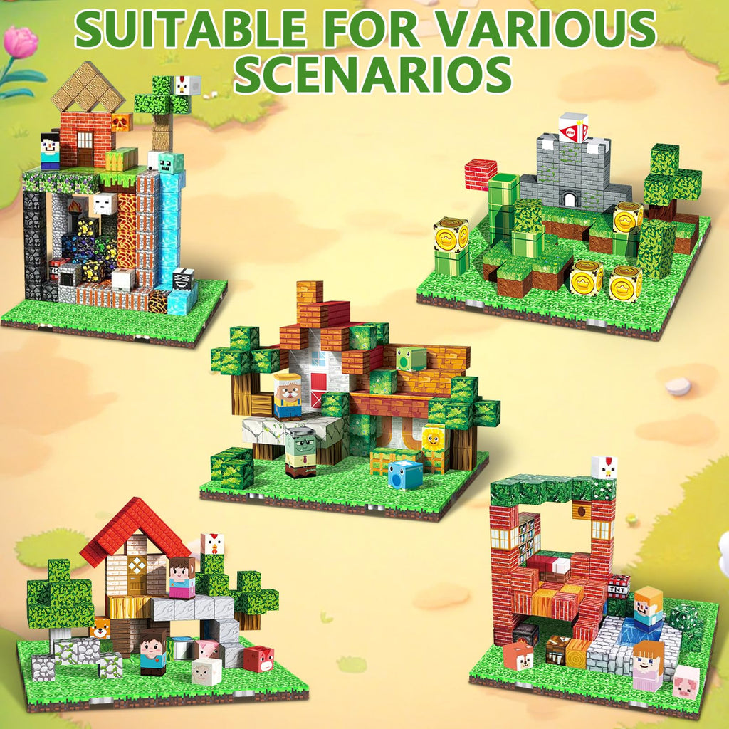 Youngyes Magnetic Blocks Baseplate - Magnet Toys for Kids, 4PCS, Grassland