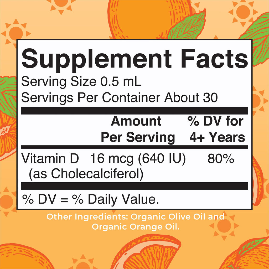 MARYRUTH'S USDA Organic Kids Vitamin D3 Liquid Drops, Orange, 0.5 oz