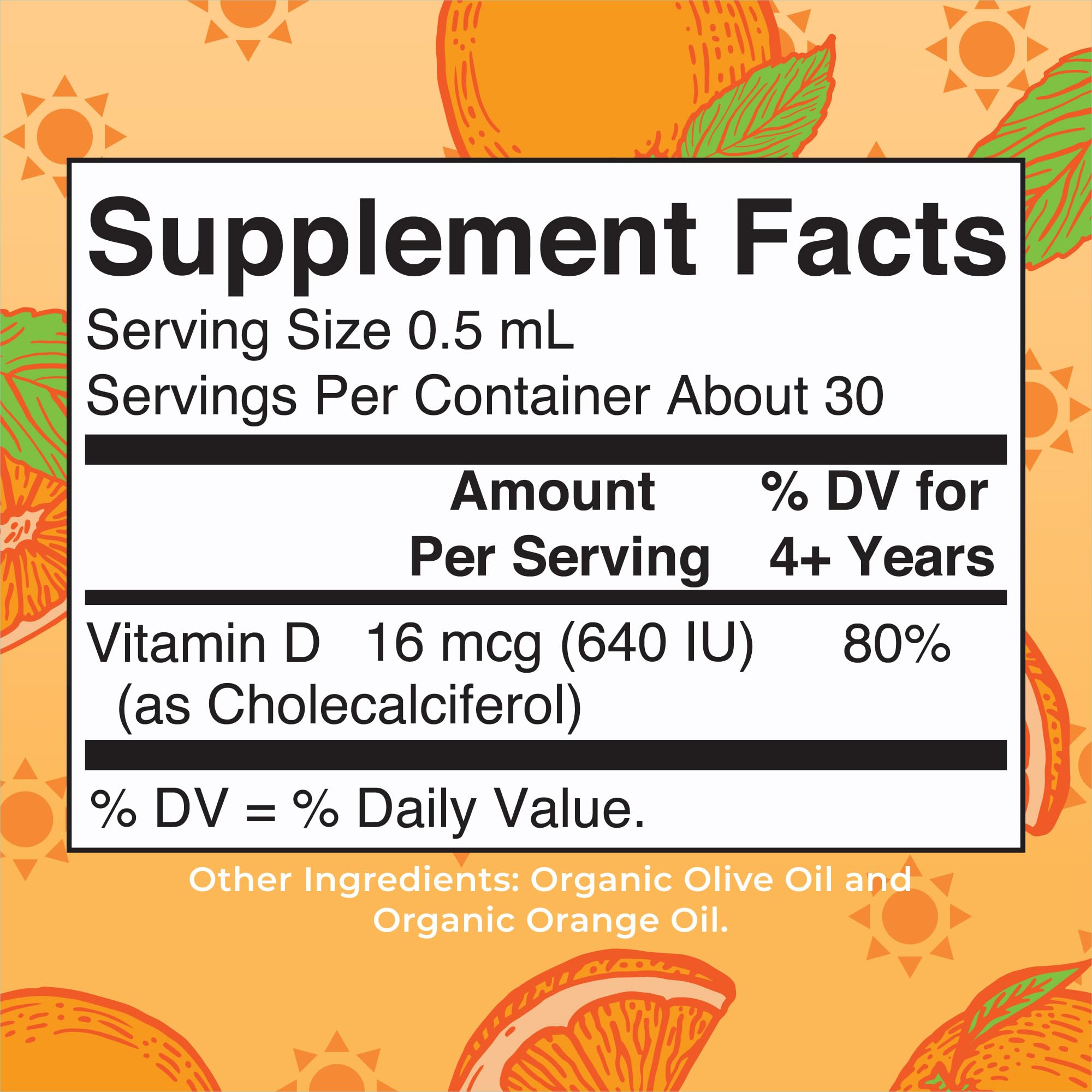 MARYRUTH'S USDA Organic Kids Vitamin D3 Liquid Drops, Orange, 0.5 oz