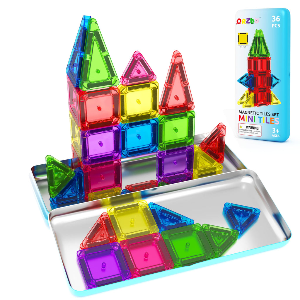 Magnetic Tiles Mini Travel Toddler Set, Magnetic Blocks Building Kids Toys & Games, Montessori Preschool Classroom Must Haves Educational Learning Sensory Toys for 3+ Year Old Boys Girls Birthday Gift