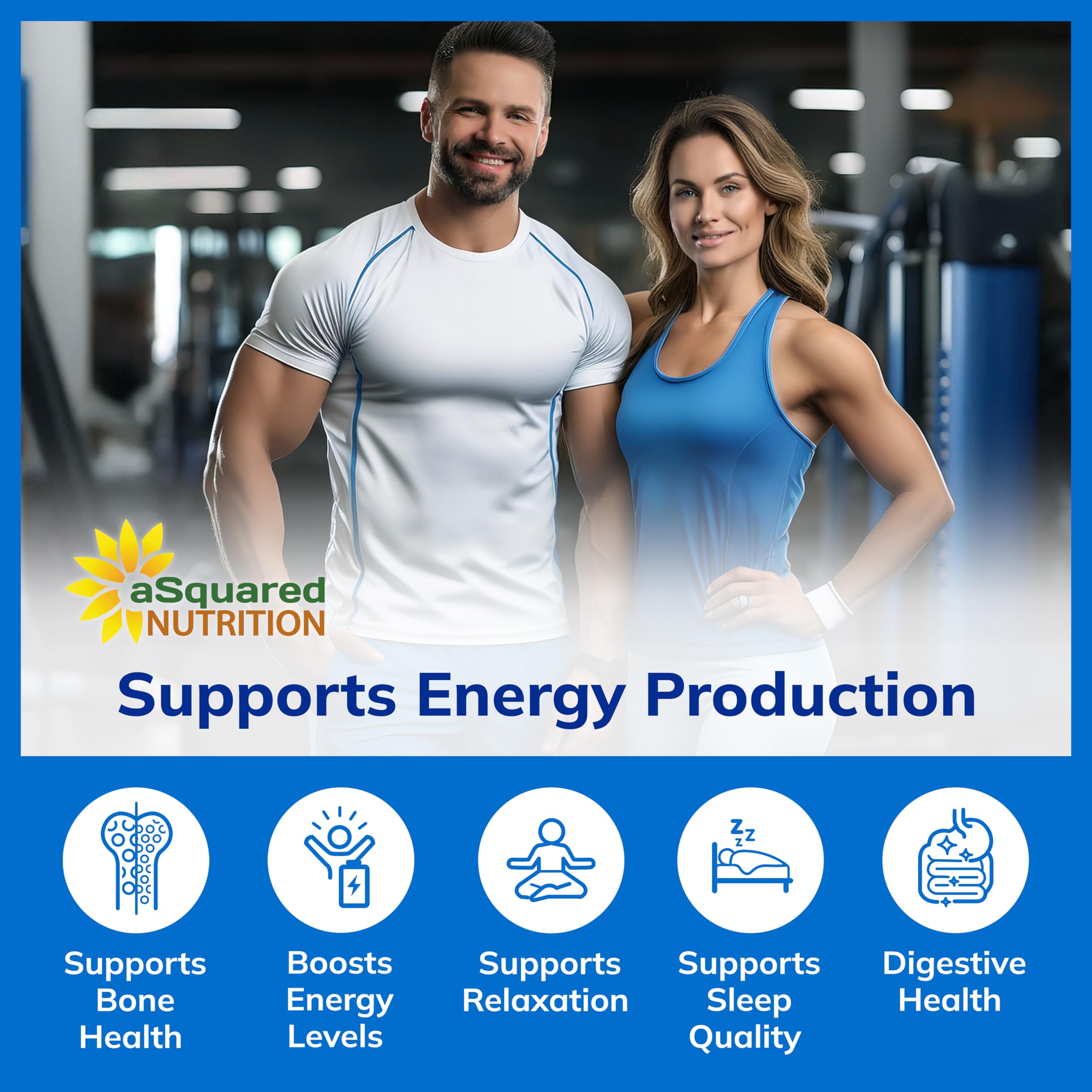 aSquared Nutrition Magnesium Glycinate 400mg - 180 Tablets - Max Strength Magnesium Bisglycinate Supplement -Maximum Bioavailability & Absorption-Non-GMO -Not Buffered-Supports Muscles, Bones & Heart