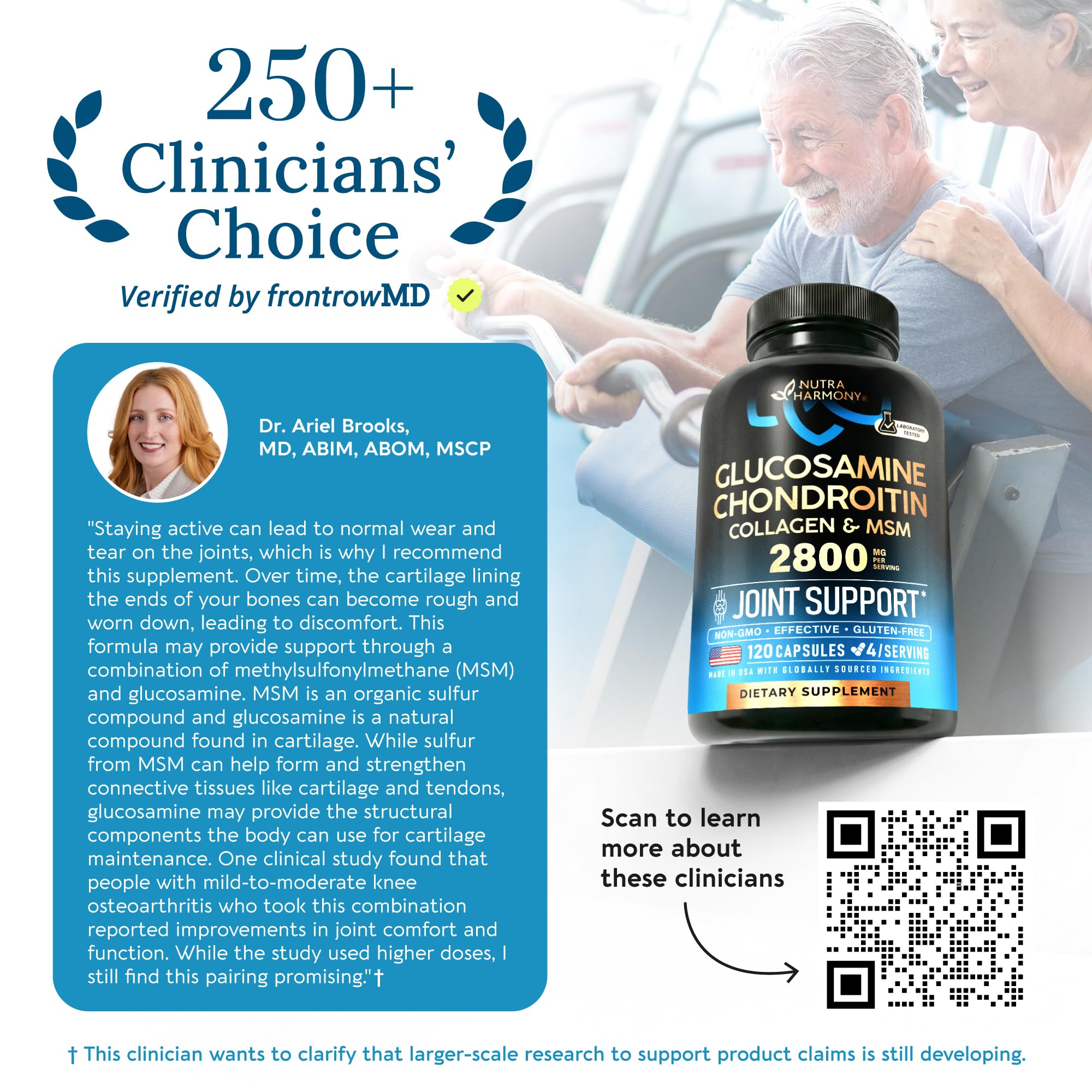 Glucosamine Chondroitin MSM Collagen | HSA | FSA Approved Product Items | Joint & Cartilage Support Supplement 2800 mg | Flexibility Nutritional Vitamins | Lab Tested | For Men & Women | 120 Capsules