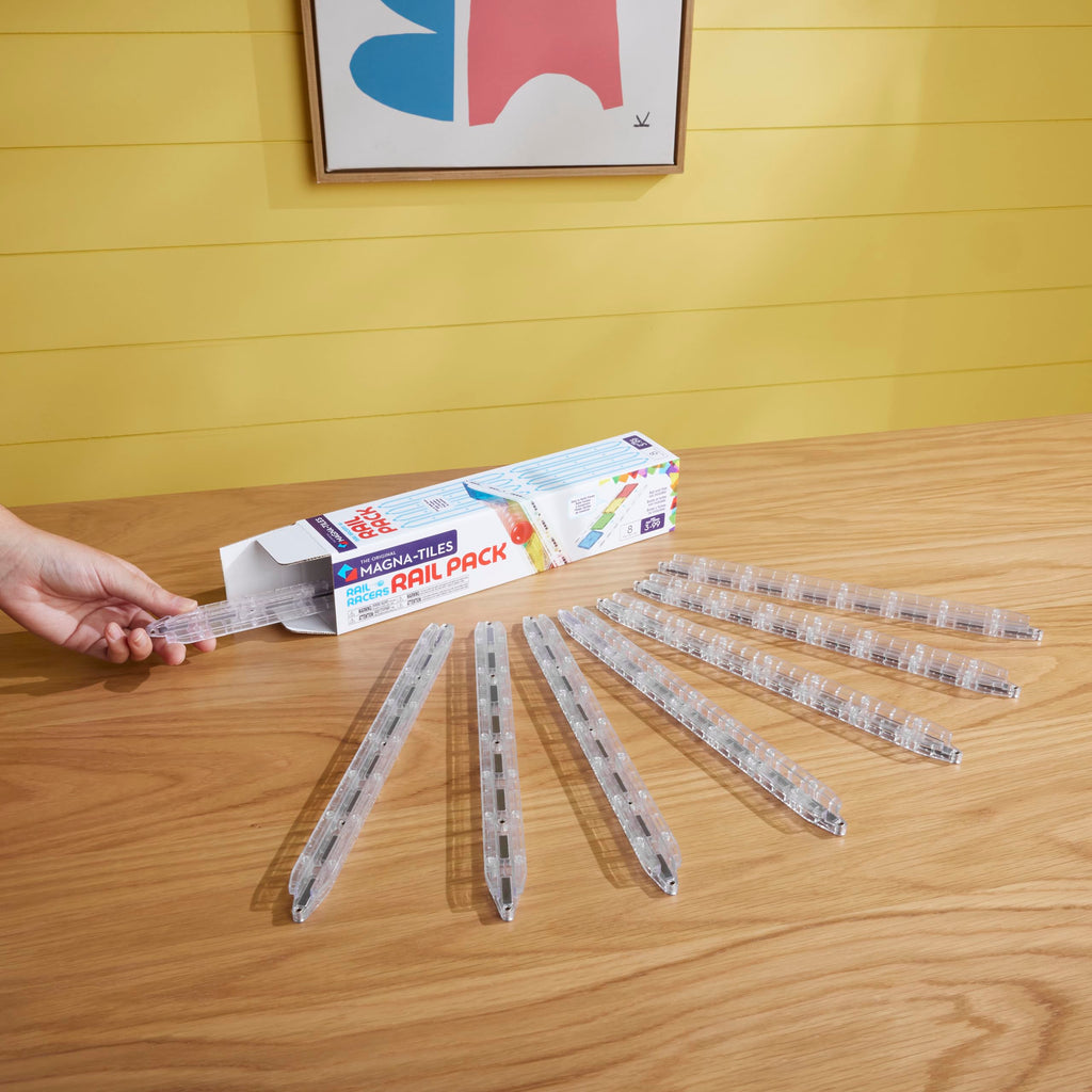 MAGNA-TILES Rail Racers Rail Pack 8-Piece Magnetic Construction Set, The Original Magnetic Building Brand