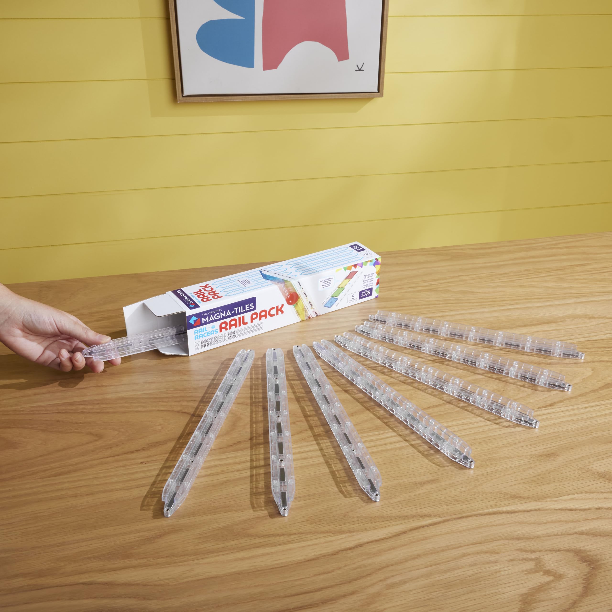 MAGNA-TILES Rail Racers Rail Pack 8-Piece Magnetic Construction Set, The Original Magnetic Building Brand