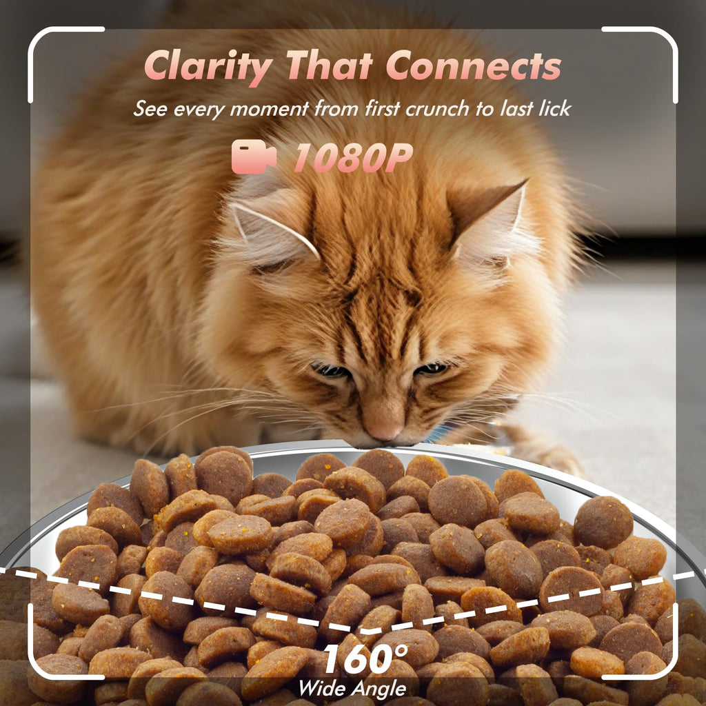 Automatic Cat Feeder with Camera - 5G WiFi Timed Cat Food Dispenser, 1080P HD Video with Night Vision, 1-15 Meals, 1-99 Portions, 2-Way Audio, Keeps Dry Food Fresh, 5L Auto Pet Feeder Also for Dogs