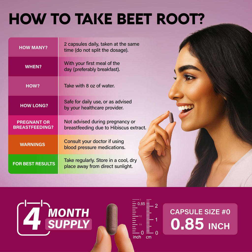 Beet Root 5-in-1 Complex Capsules - Healthy Blood Pressure Support Supplement** for Heart & Circulation Support - with Hawthorn Berry, Hibiscus & Garlic - for Men & Women - Lab Tested, 240 Capsules