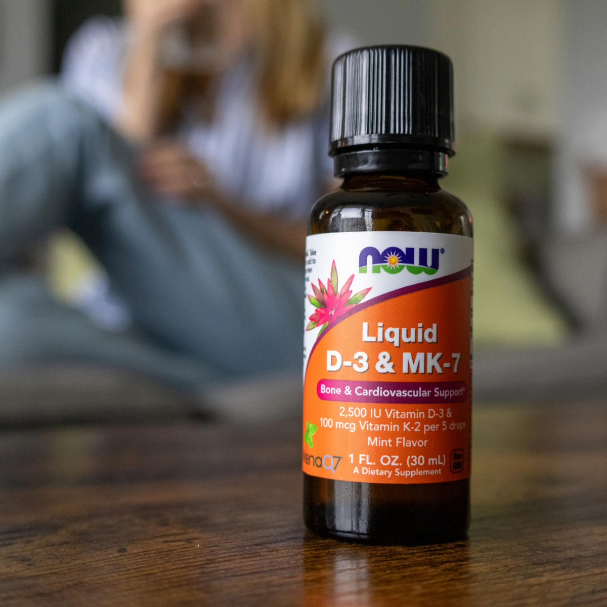 NOW Supplements, Liquid D-3 & MK-7, Mint Flavor, 1 oz