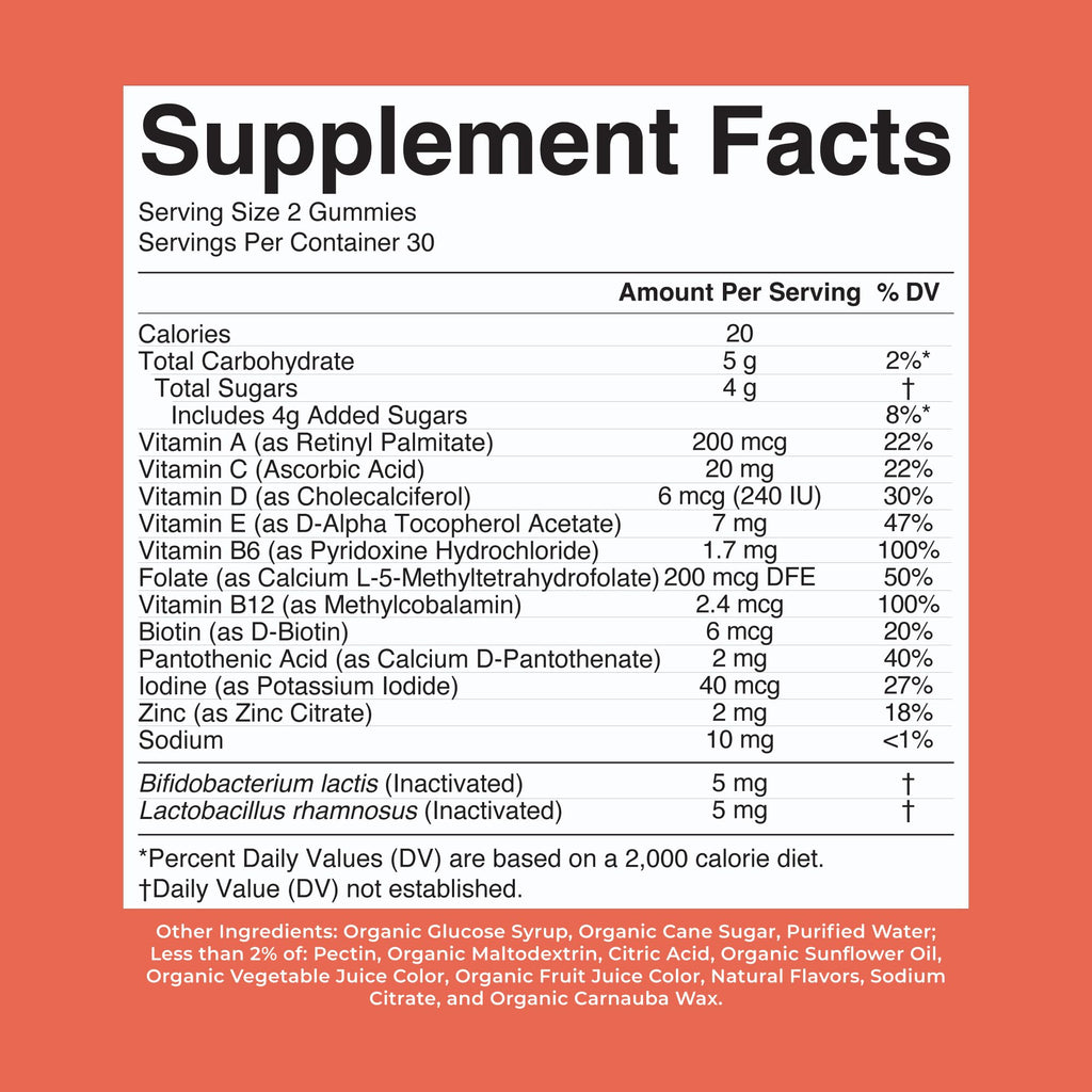 MARYRUTH'S USDA Organic Kids Multivitamin + Postbiotics Gummies, 60 Count