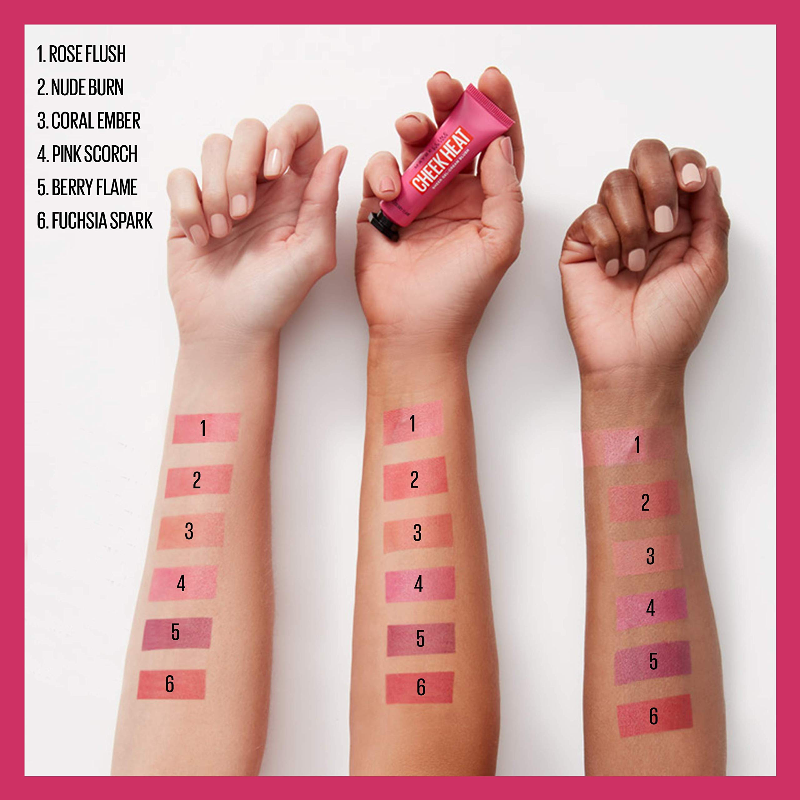 Maybelline Cheek Heat Gel-Cream Blush Makeup, Lightweight, Breathable Feel, Sheer Flush Of Color, Natural-Looking, Dewy Finish, Oil-Free, Berry Flame, 1 Count