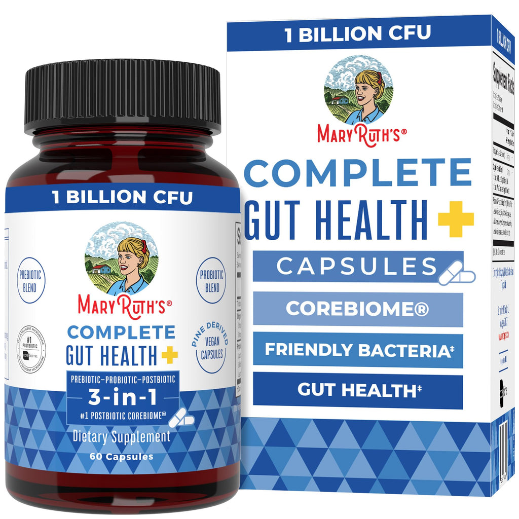 MARYRUTH'S Complete Gut Health+ Probiotic Capsules, with Post & Prebiotics