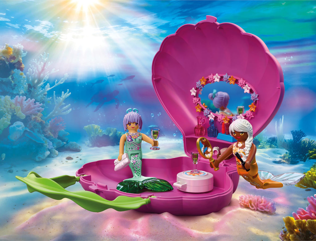 Playmobil | Fantasy & Magic | Mermaid Shell Bag | Portable Handbag with 2 Mermaids | Mermaid Toy for Children Aged 4+ | 72105