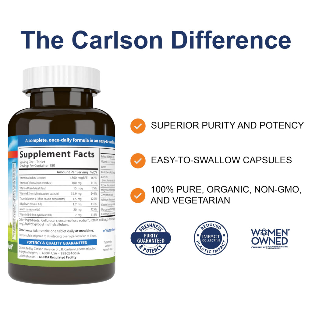 Carlson Mini-Multi, Small Multivitamin Tablets, 180 Mini Tablets
