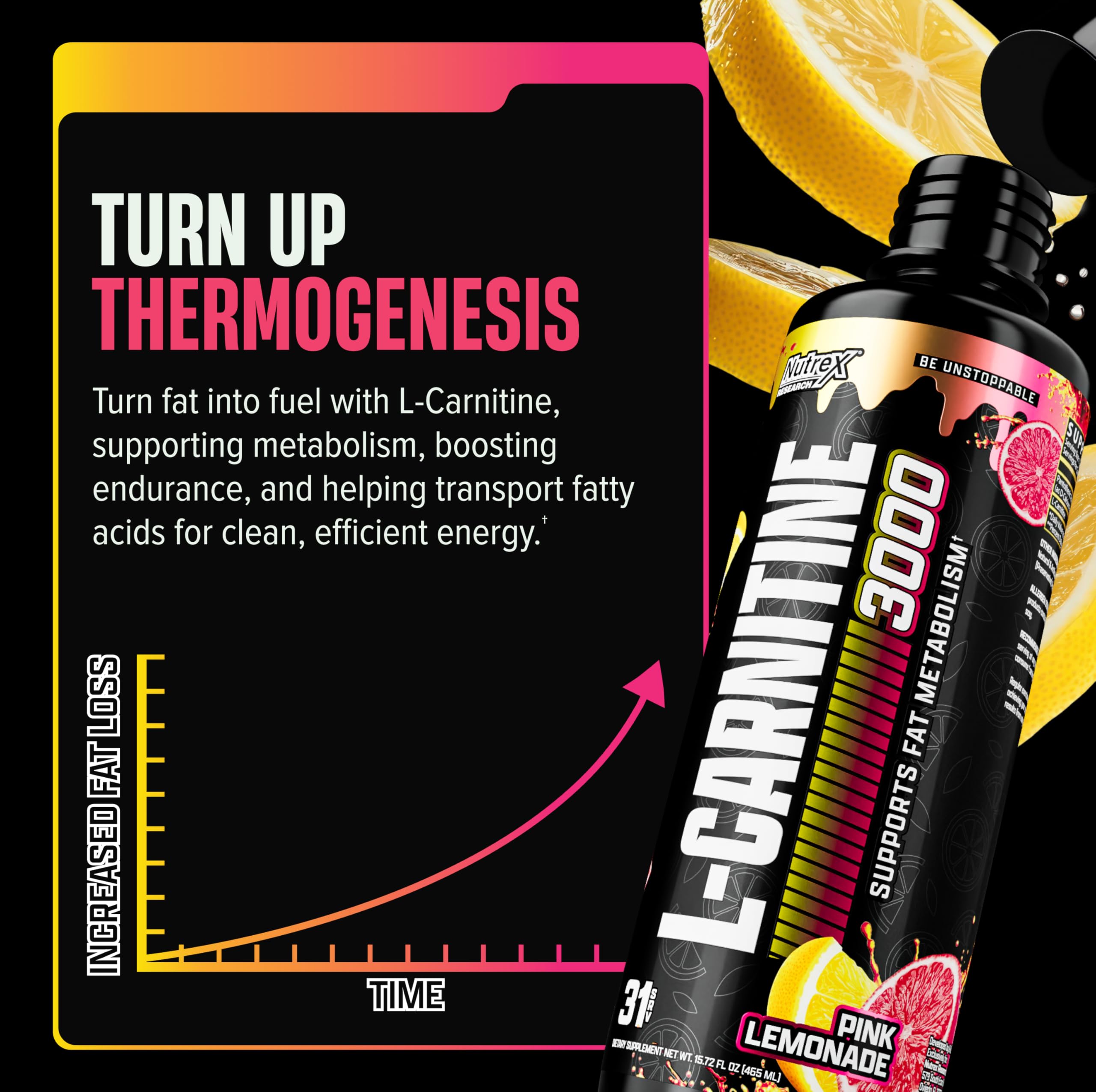 Nutrex Research L Carnitine 3000 - Clinically Dosed L-Carnitine Liquid for Energy, Metabolism & Muscle Recovery - No Sugar, No Carbs, No Stimulants - 31 Servings (Pink Lemonade, 31 Servings)