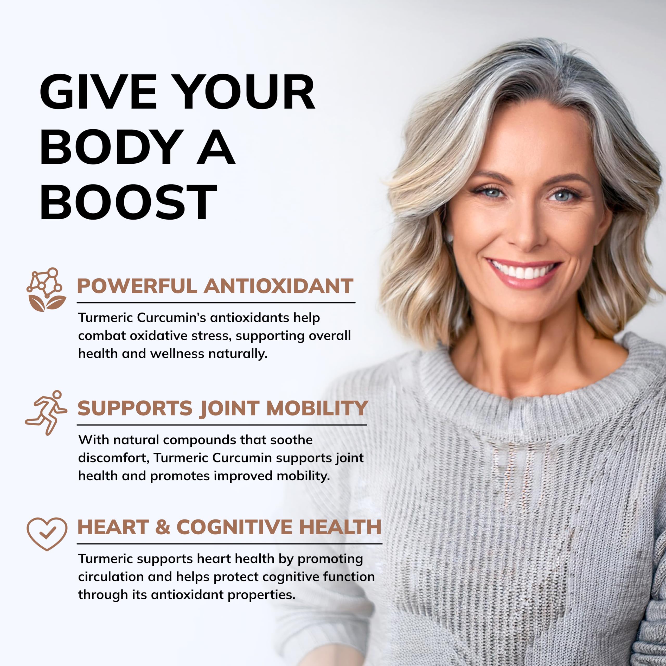 aSquared Nutrition Turmeric Curcumin 1300mg with BioPerine Black Pepper Extract Supplement - 60 Capsules - with 95% Curcuminoids - Natural Tumeric Root Powder Joint Pills