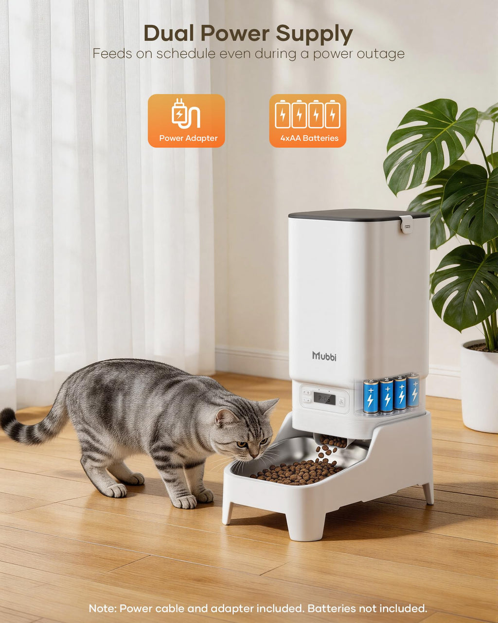 MUBBI Automatic Dog Feeder with Elevated Stand - 7L Cat Food Dispenser with Large Food Tray, Timed Auto Cat Feeder for Dry Food, 6 Meals Per Day, No-Jam, Freshness Design, Detachable for Easy Clean